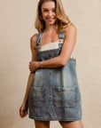 BiBi Washed Adjustable Strap Denim Overall Dress