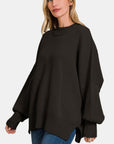 Zenana Side Sit Oversize Sweater