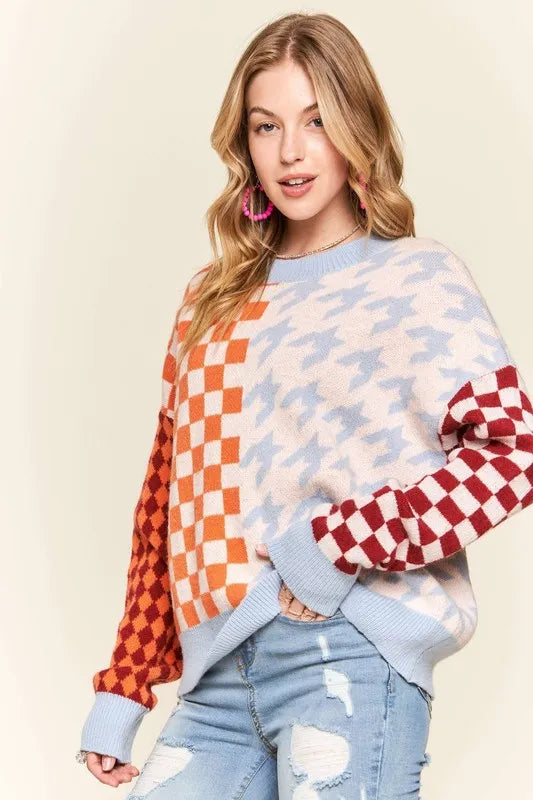 ADORA Checker and Houndstooth Sweater
