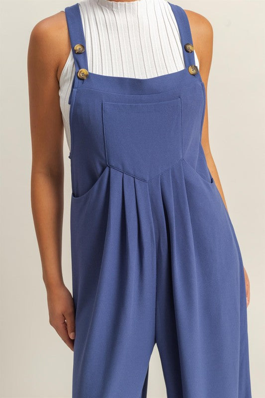 HYFVE Pleated Detail Front Pocket Wide Strap Overalls