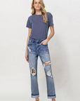 VERVET by Flying Monkey Stretch Boyfriend Jeans with Paint Splatter