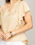 V-Neck Top With Winged Sleeves