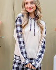 And The Why Drawstring Hooded Top and Plaid Pants Lounge Set