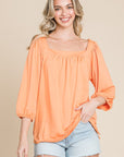 Culture Code Square Neck Puff Sleeve Top