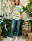 e Luna Solid Multi Stripe Mixed Top