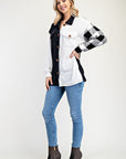 Celeste Full Size Plaid Contrast Button Up Shacket