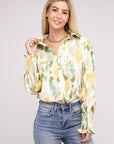 Allover Printed Long Sleeve Blouse