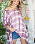 Jade By Jane Striped Tie Dye Round Neck Tunic Plus