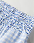 Gingham Plaid Smocked High Waist Pants