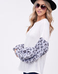 e Luna Animal Mixed Volume Sleeve Top