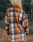 Plaid Corduroy Patchwork Chest Pocket Shacket