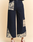 Davi & Dani Lace Applique Wide Leg Jeans