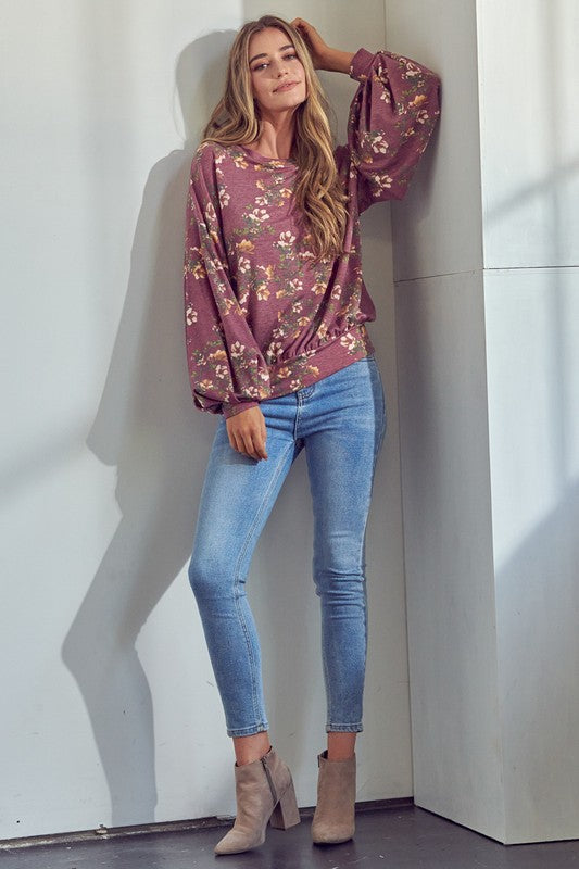 e Luna Allover Floral Print Sweatshirt