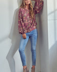 e Luna Allover Floral Print Sweatshirt