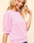 Haptics Full Size Wavy Rib Half Sleeve Knit Top