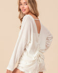 BiBi Waffled Backless Drawstring T-Shirt