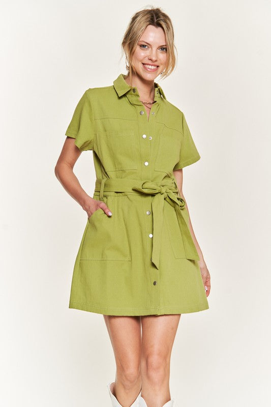 Jade by Jane Belted Cotton Short Dress