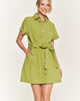 Jade by Jane Belted Cotton Short Dress