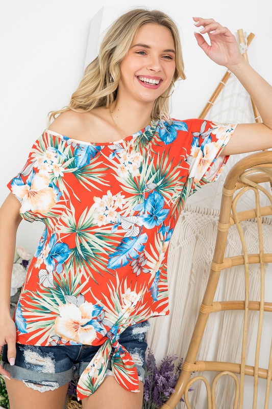 e Luna Tropical One Shoulder Top