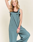 ADORA Knotted Wide Strap Wide Leg Overalls