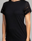 Embroidered Eyelet Sleeve Tee - Online Only