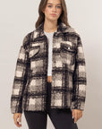 HYFVE Plaid Button Up Boucle Jacket