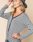 e Luna Striped Button Down Top