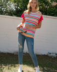 e Luna Multi Stripe Mixed Top