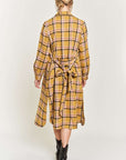 Plus Jade by Jane Plaid Print Collar Long Shirt Dress