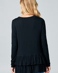 e Luna Ruffle Bottom Long Sleeve Tunic