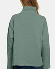 Zenana Turtleneck Half Snap Fleece Sweatshirt