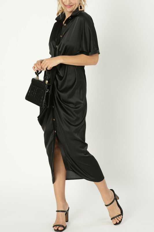 Satin Wrap Dress - Online Only