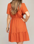 V-Neck Dress with Lace Trim