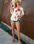 e Luna Floral Off Shoulder Top