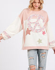 SAGE + FIG Peace & Star Patch Contrast Round Neck Sweatshirt