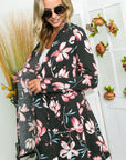 e Luna Floral Long Sleeve Cardigan