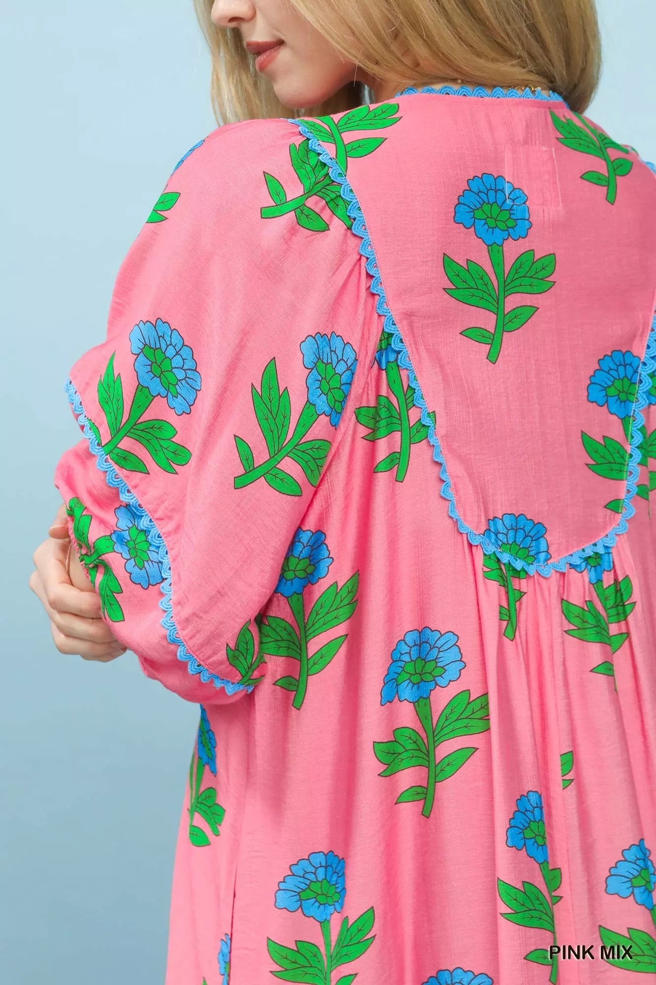 Umgee Floral Print Midi Dress in Pink