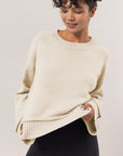 HYFVE Round Neck Dropped Shoulder Ribbed Sweater