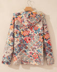 Women Floral Printed Sherpa Lined Hooded Jacket