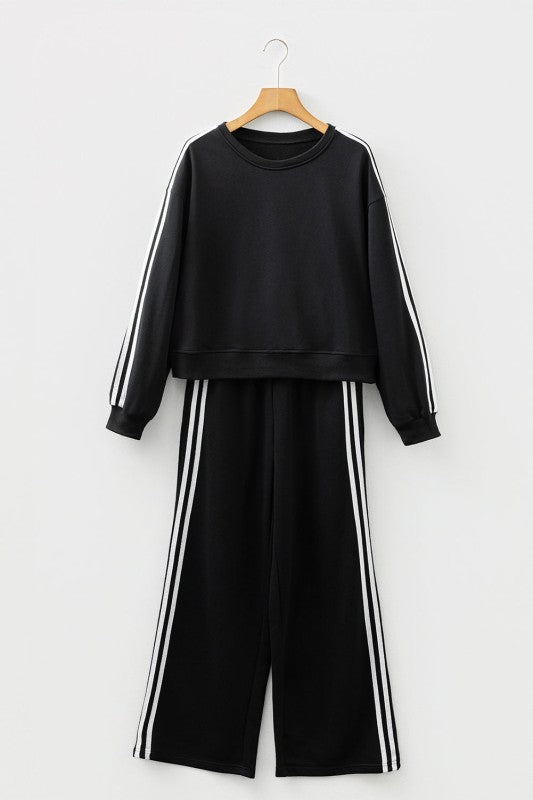 Varsity Stripe Crewneck Pullover and Sweatpants Set
