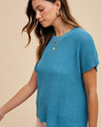 Annie Wear Round Neck Short Sleeve Sweater