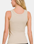 Zenana 2 Way Neckline Washed Ribbed Tank