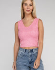 Zenana Ribbed Scoop Neck Cropped Sleeveless Top