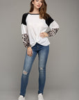 Leopard Print Color Block Top