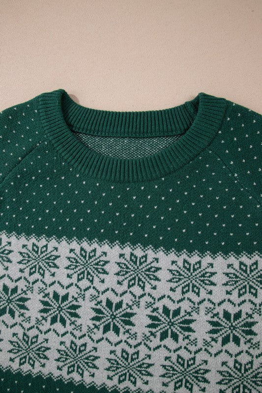 Plus Size Christmas Snowflake Crewneck Sweater