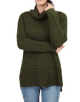 Cowl Neck Oversized Pop-Corn Knit Tunic Sweater