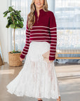 Floral Sheer Lace Flowy Maxi Skirt