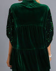 Umgee Sequin Detail Tiered Back Half Sleeve Shirt