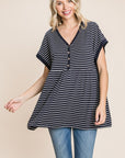 Cotton Bleu by Nu Label Striped Button Front Baby Doll Top