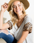 e Luna Striped Animal Print MIx Top